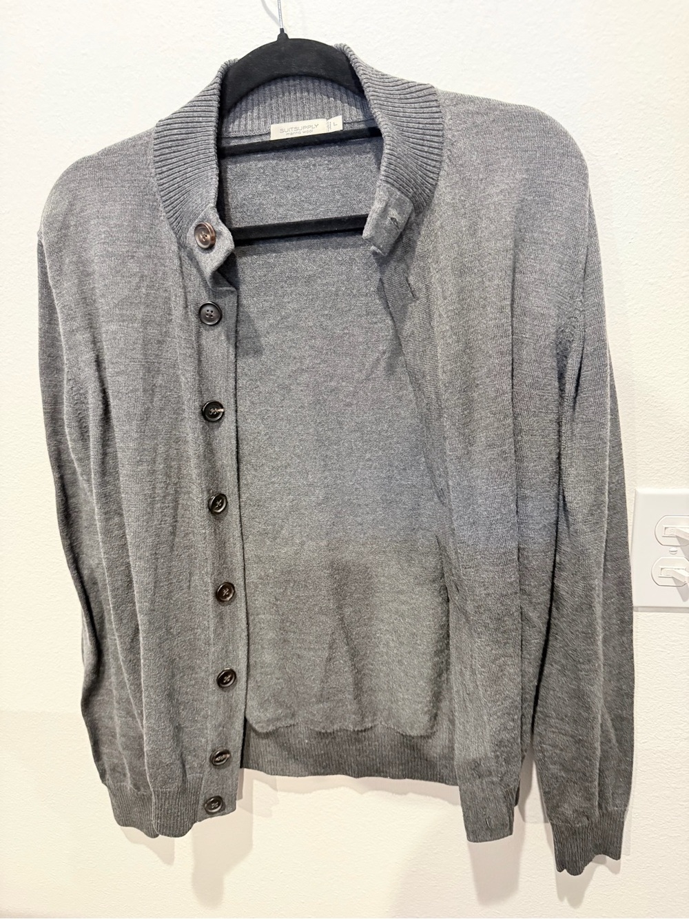 Suitsupply Gray Button-Up Cardigan